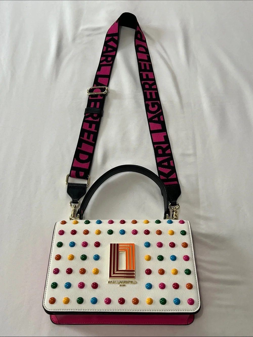 Karl Lagerfeld Paris Simone Rainbow Studded Crossbody